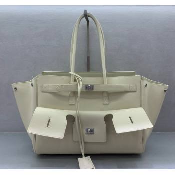 Balenciaga Bel Air Medium Carry All Bag in Smooth Calfskin White/Silver 2024 (JM-240919058)