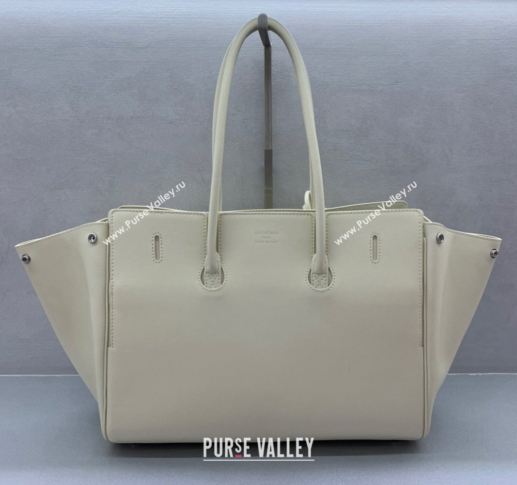 Balenciaga Bel Air Medium Carry All Bag in Smooth Calfskin White/Silver 2024 (JM-240919058)