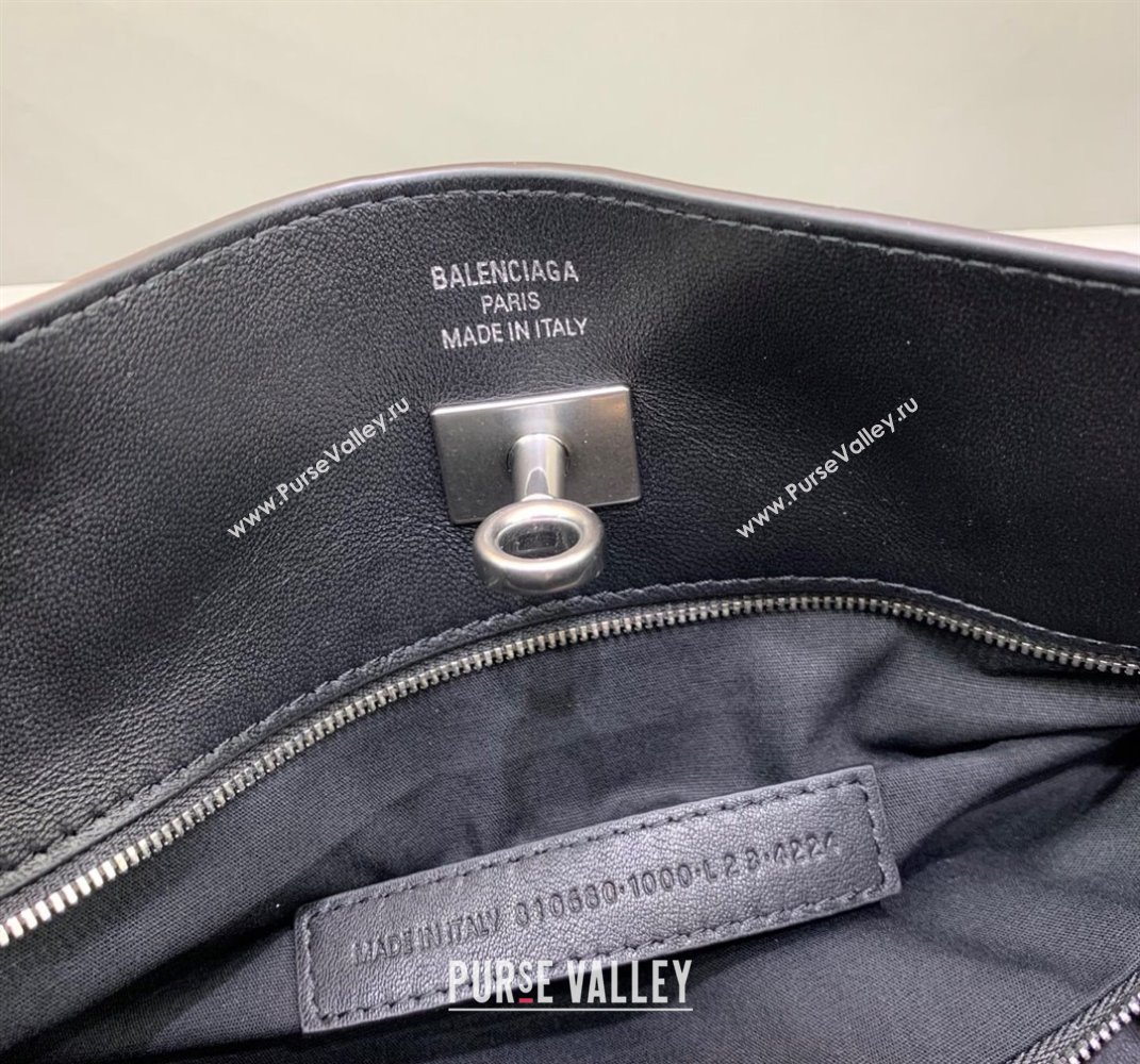 Balenciaga Bel Air Small Hobo Shoulder Bag in black smooth calfskin, aged-silver hardware 2025 (JM-250408085)