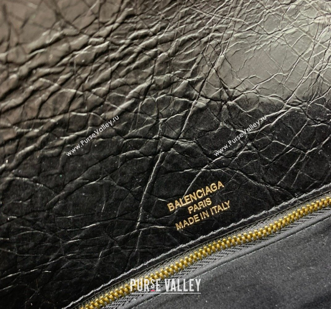 Balenciaga BB Soft Large Flap Bag in black peach calfskin, aged-gold hardware 2025 (JM-250408087)