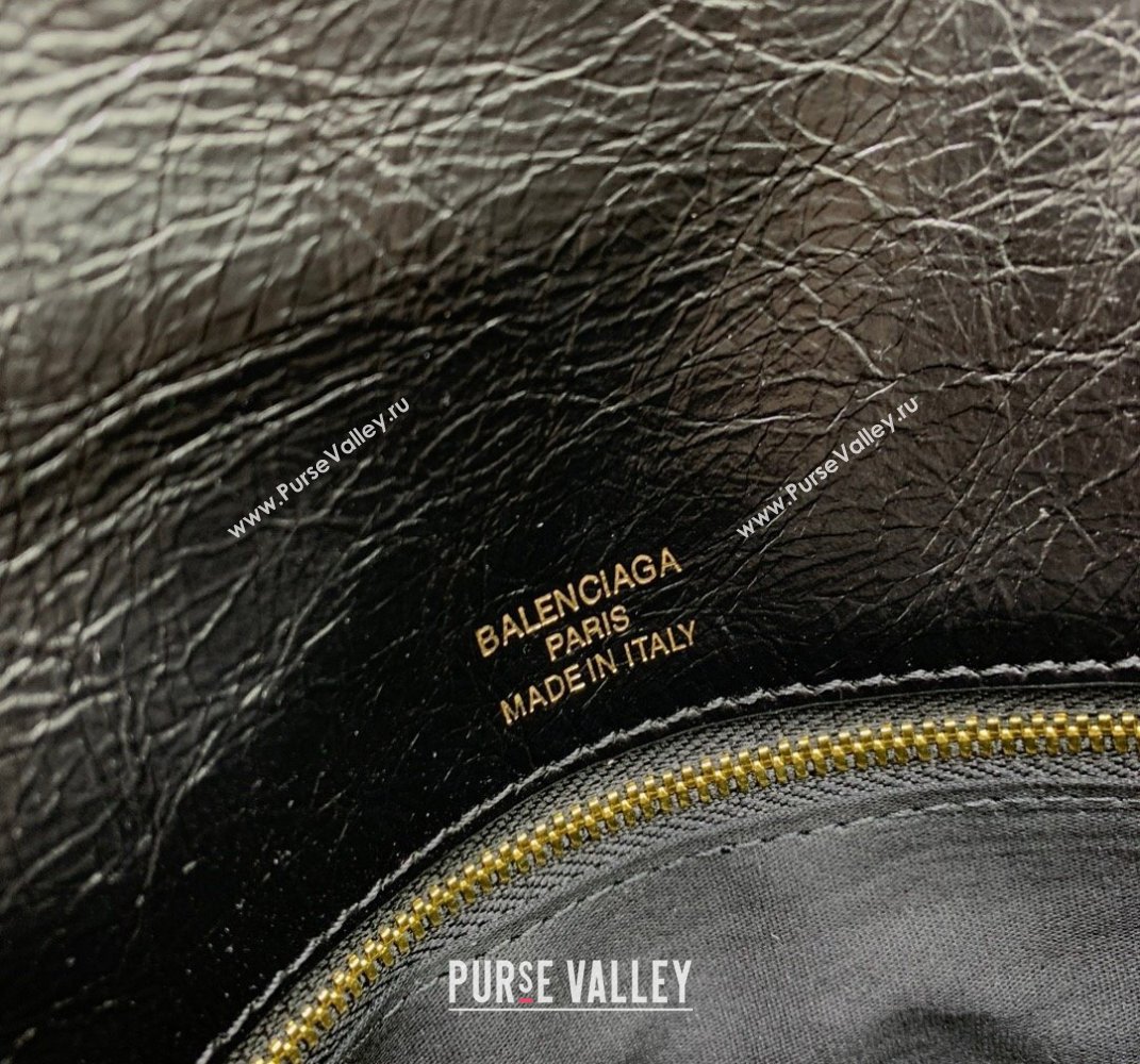 Balenciaga BB Soft Small Flap Bag in black peach calfskin, aged-gold hardware 2025 (JM-250408086)