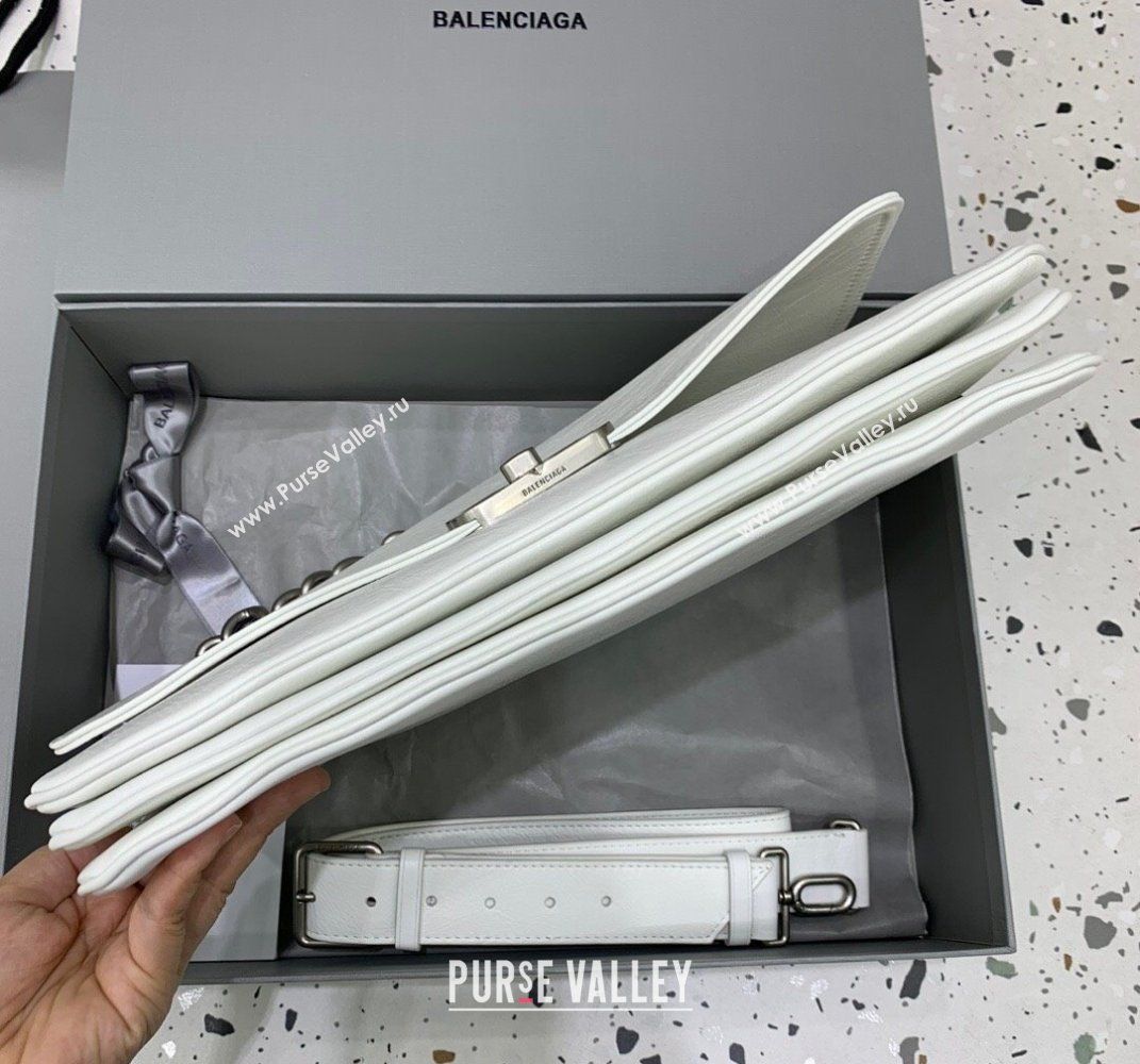 Balenciaga BB Soft Large Flap Bag in white peach calfskin, aged-silver hardware 2025 (JM-250408088)