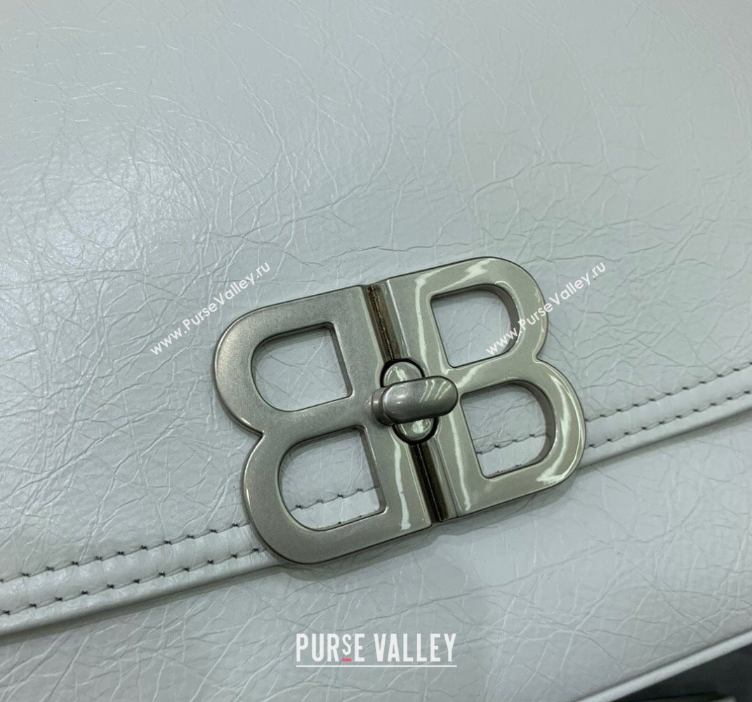 Balenciaga BB Soft Large Flap Bag in white peach calfskin, aged-silver hardware 2025 (JM-250408088)