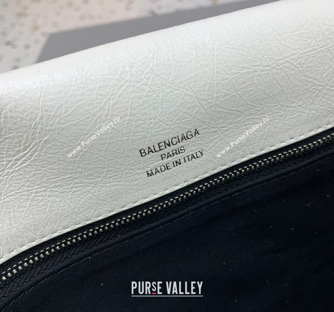 Balenciaga BB Soft Large Flap Bag in white peach calfskin, aged-silver hardware 2025 (JM-250408088)
