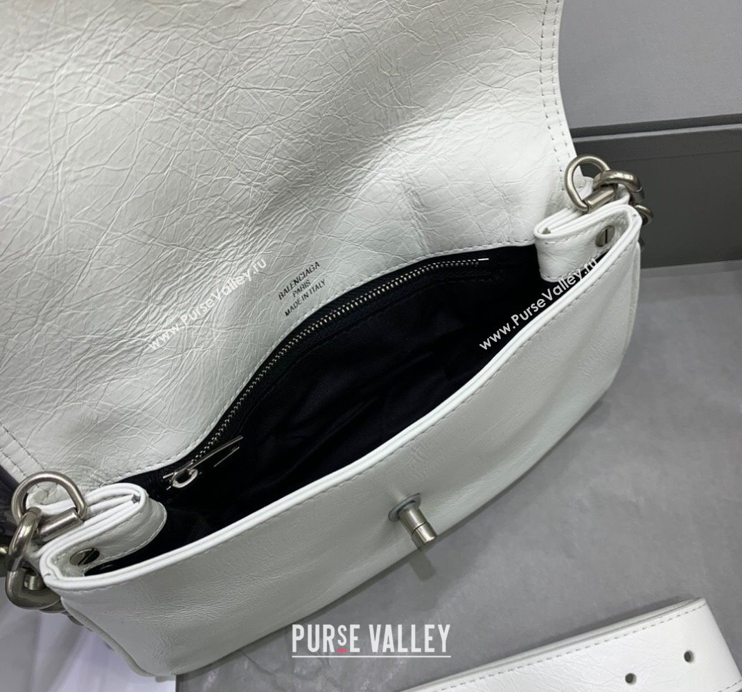 Balenciaga BB Soft Small Flap Bag in white peach calfskin, aged-silver hardware 2025 (JM-250408089)