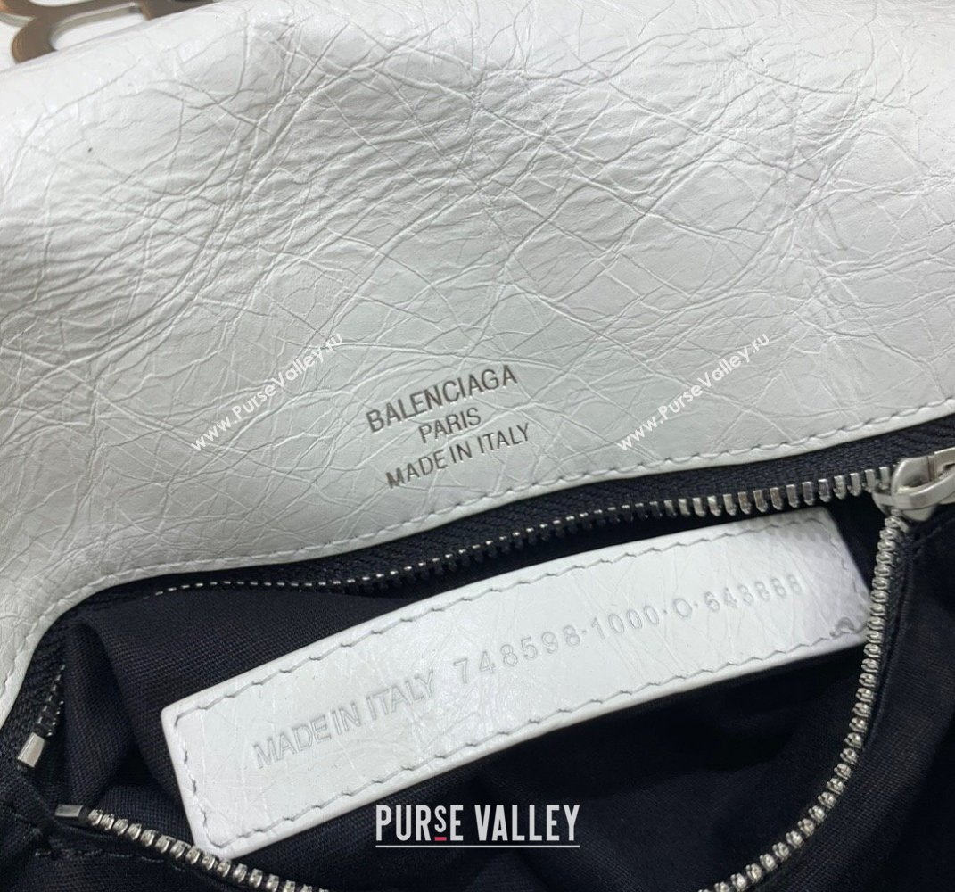 Balenciaga BB Soft Small Flap Bag in white peach calfskin, aged-silver hardware 2025 (JM-250408089)