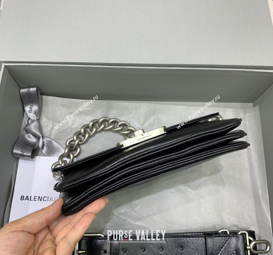 Balenciaga BB Soft Small Flap Bag in black peach calfskin, aged-silver hardware 2025 (JM-250408091)
