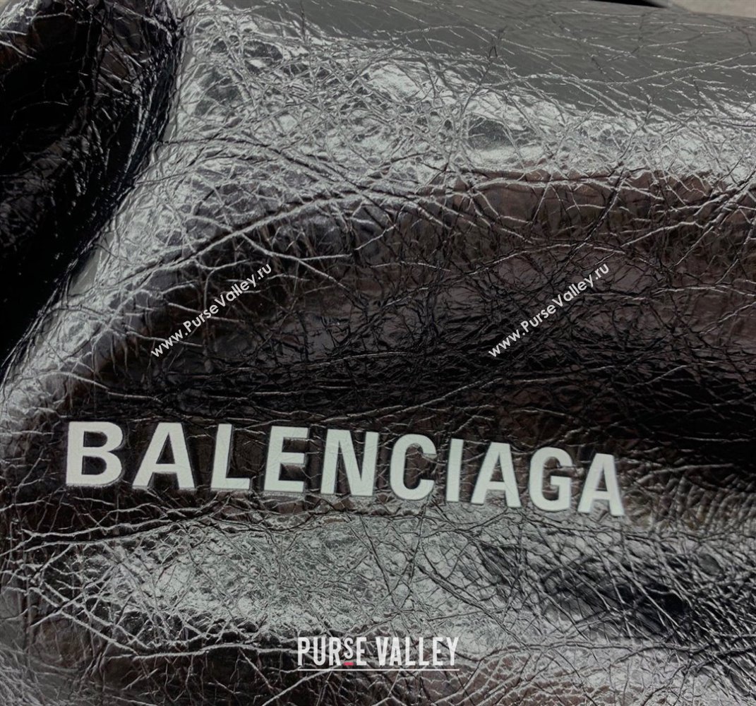 Balenciaga Shopper Large Dust Bag Crossbody Pouch in Black Arena lambskin, aged-silver hardware 2025 (JM-250408093)