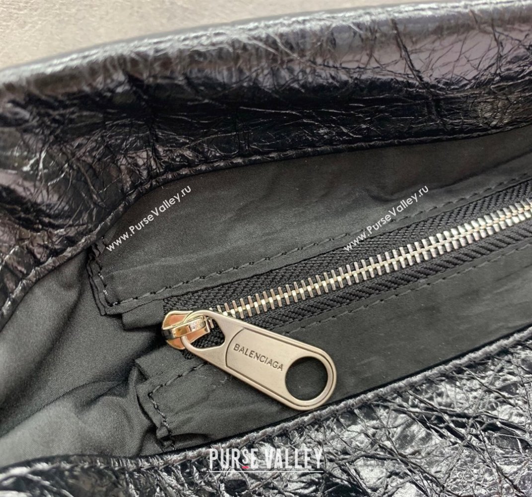 Balenciaga Shopper Large Dust Bag Crossbody Pouch in Black Arena lambskin, aged-silver hardware 2025 (JM-250408093)