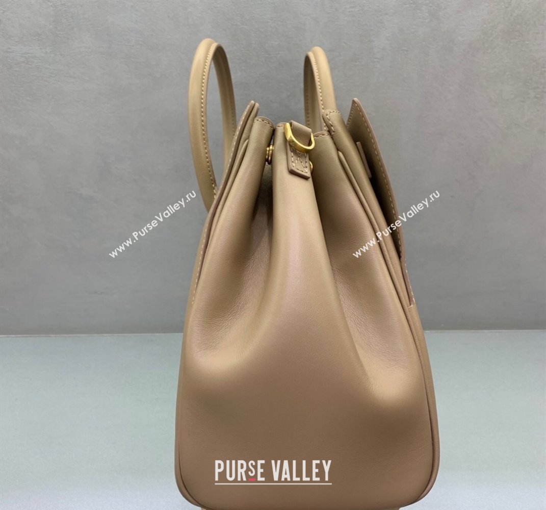 Balenciaga Bel Air Small Carry All Bag in latte beige smooth calfskin, aged-gold hardware 2025 (JM-250408094)