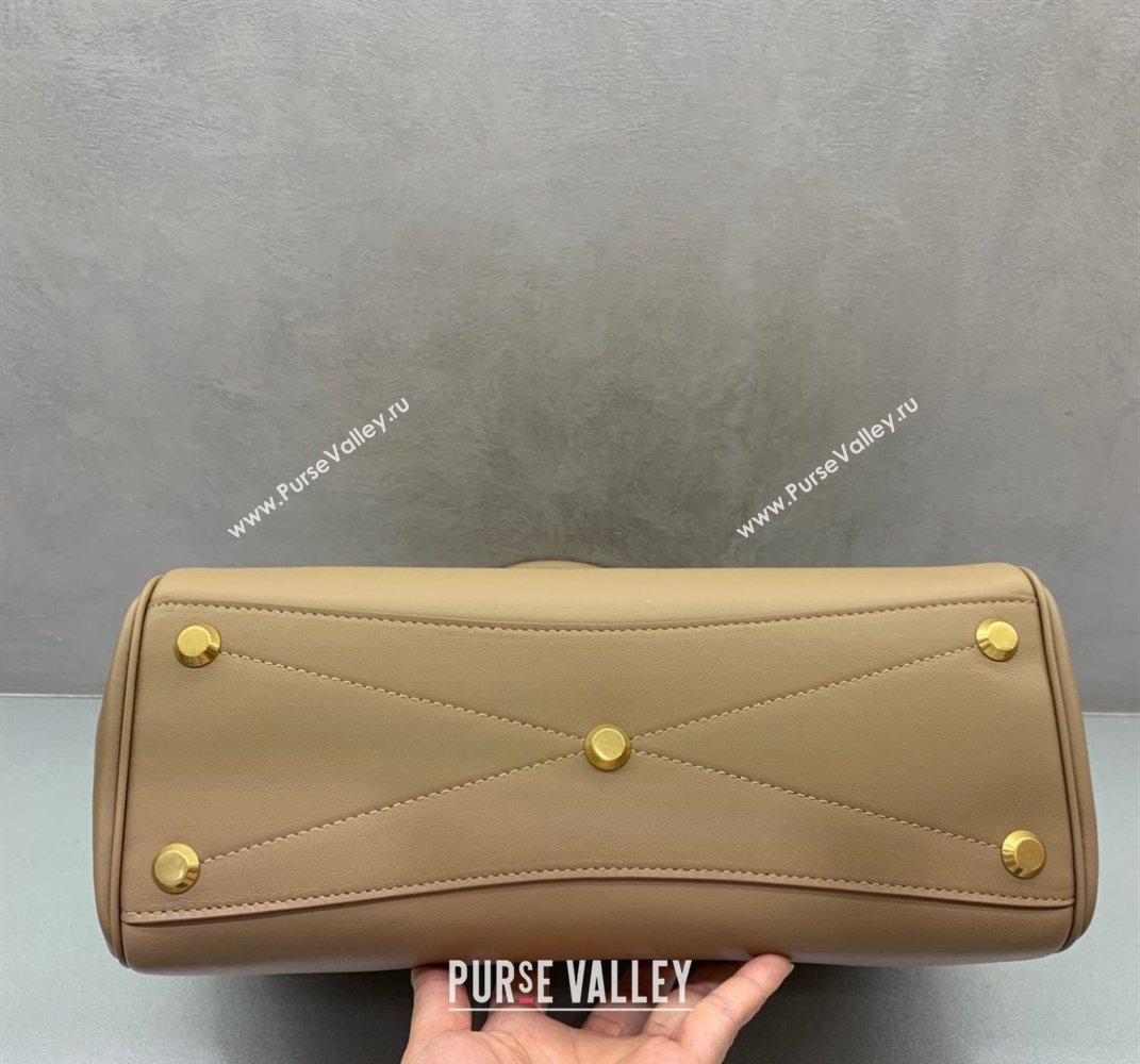 Balenciaga Bel Air Small Carry All Bag in latte beige smooth calfskin, aged-gold hardware 2025 (JM-250408094)