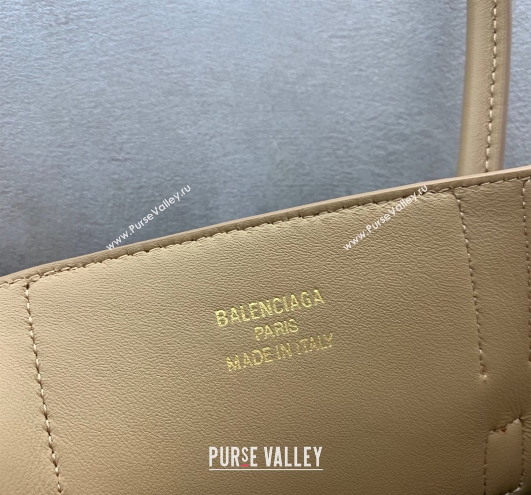 Balenciaga Bel Air Medium Carry All Bag in latte beige smooth calfskin, aged-gold hardware 2025 (JM-250408095)