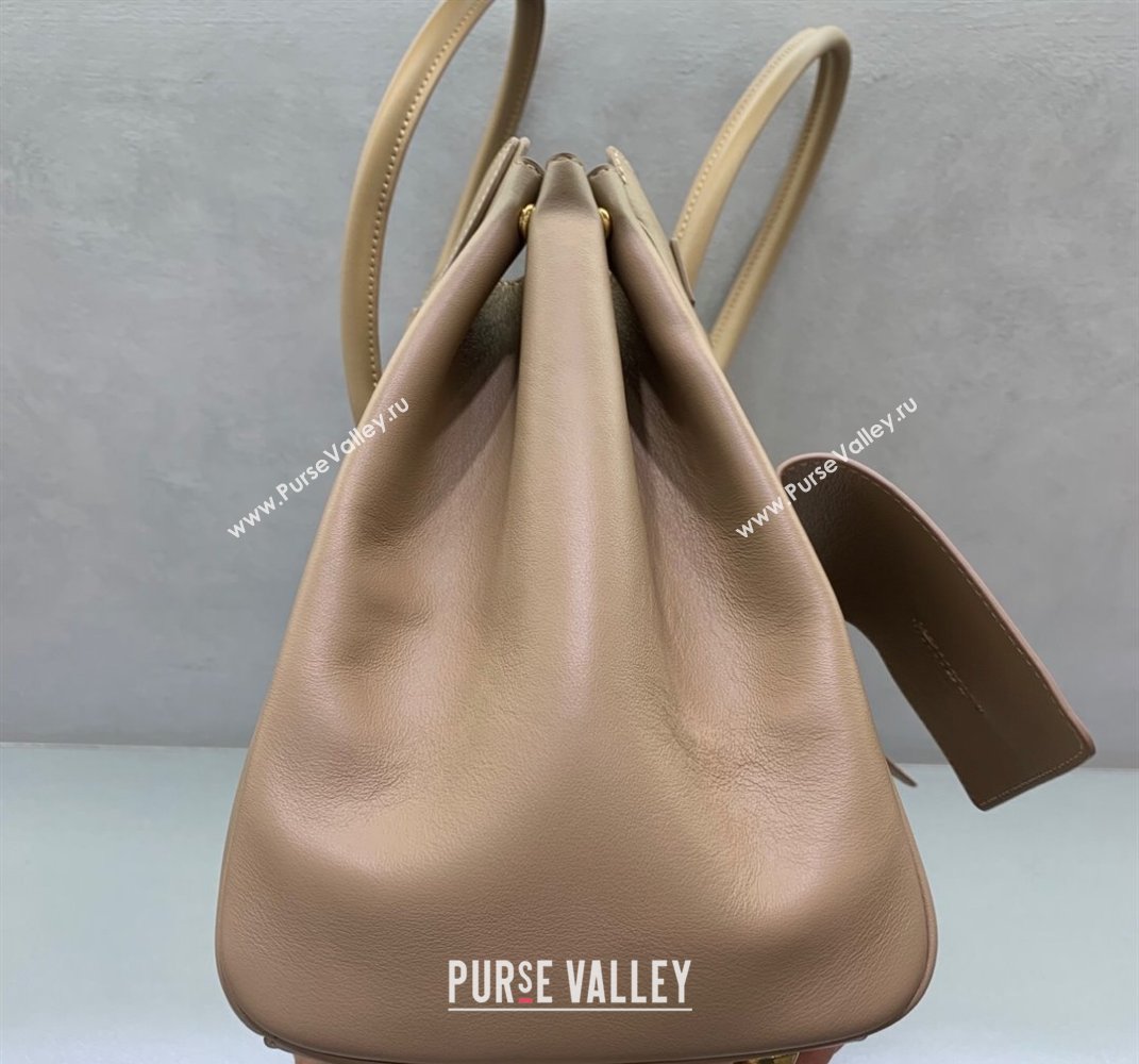 Balenciaga Bel Air Medium Carry All Bag in latte beige smooth calfskin, aged-gold hardware 2025 (JM-250408095)