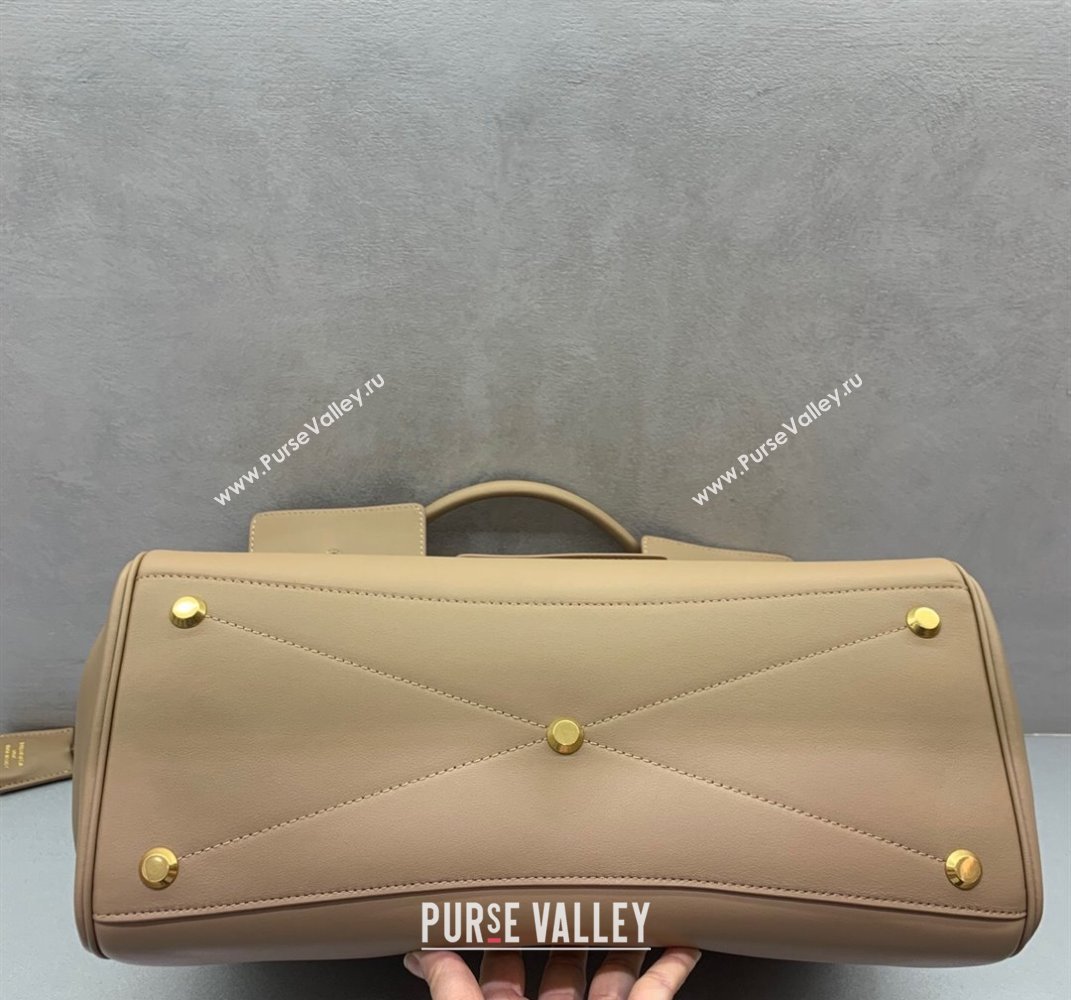 Balenciaga Bel Air Medium Carry All Bag in latte beige smooth calfskin, aged-gold hardware 2025 (JM-250408095)