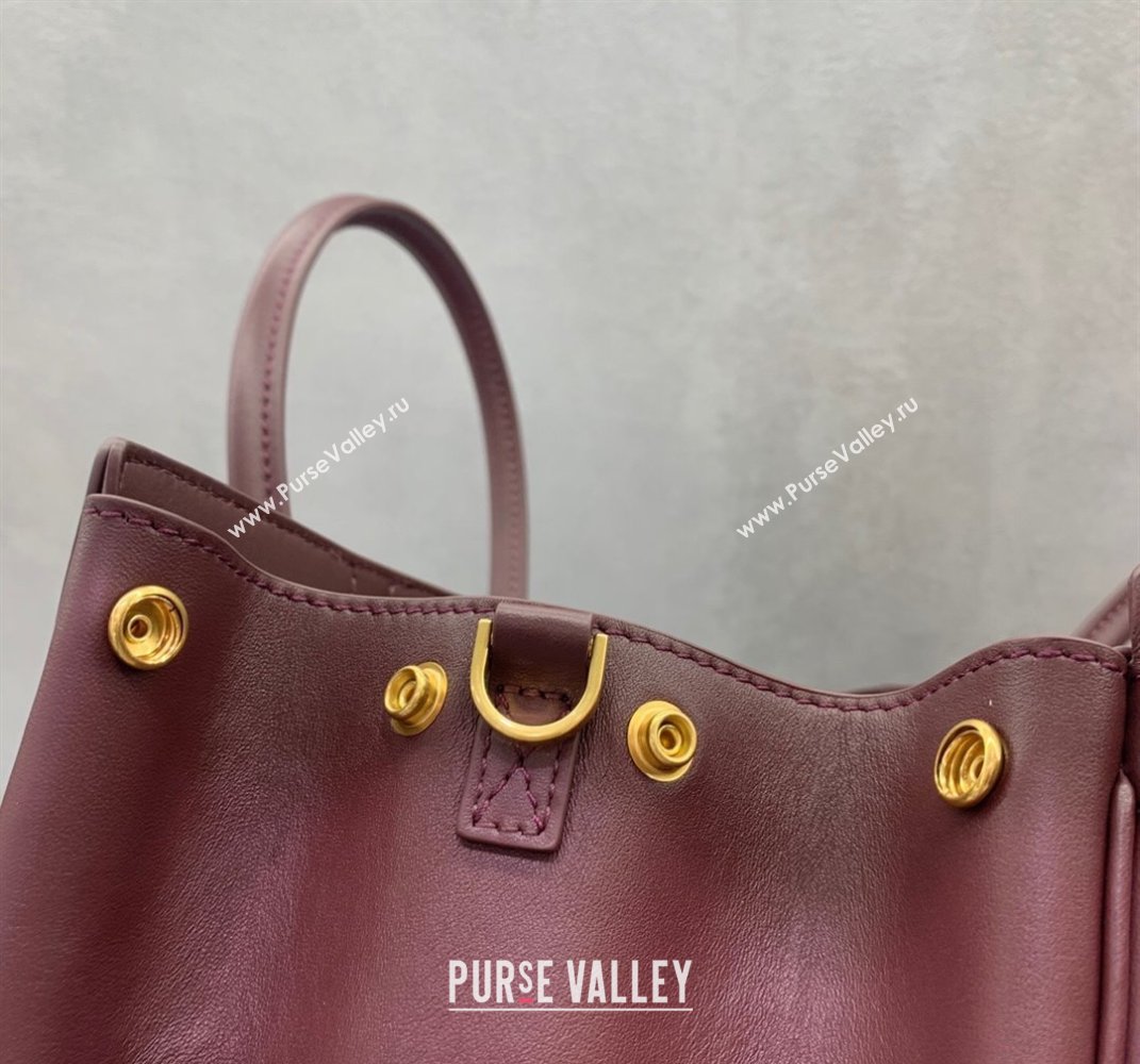 Balenciaga Bel Air Small Carry All Bag in dark burgundy smooth calfskin, aged-gold hardware 2025 (JM-250408096)