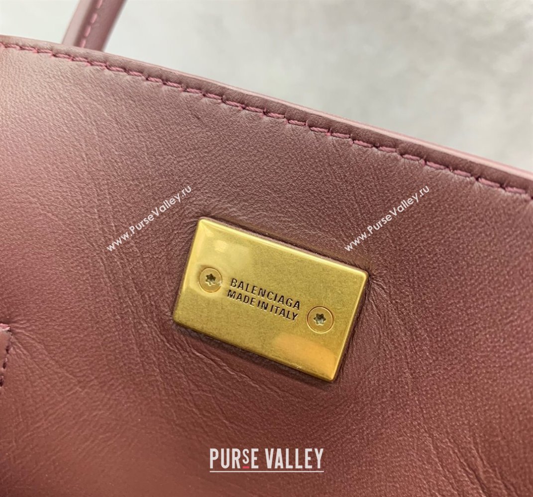 Balenciaga Bel Air Small Carry All Bag in dark burgundy smooth calfskin, aged-gold hardware 2025 (JM-250408096)