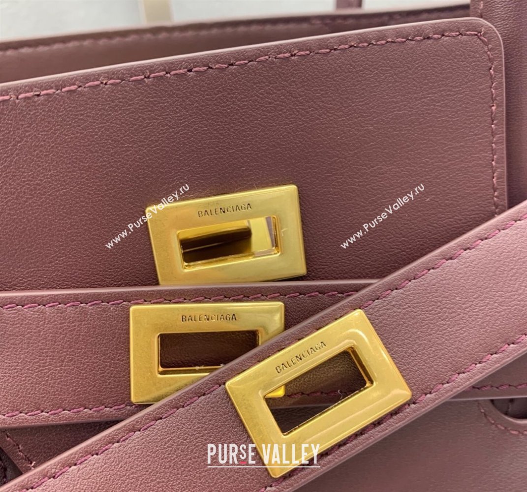 Balenciaga Bel Air Medium Carry All Bag in dark burgundy smooth calfskin, aged-gold hardware 2025 (JM-250408097)