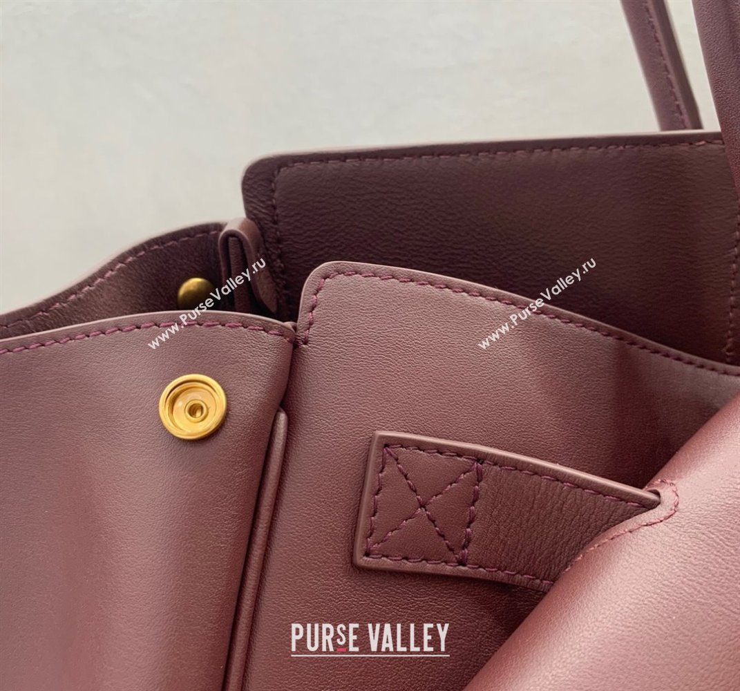 Balenciaga Bel Air Medium Carry All Bag in dark burgundy smooth calfskin, aged-gold hardware 2025 (JM-250408097)