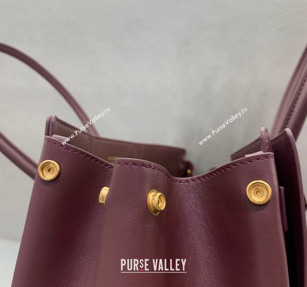Balenciaga Bel Air Medium Carry All Bag in dark burgundy smooth calfskin, aged-gold hardware 2025 (JM-250408097)