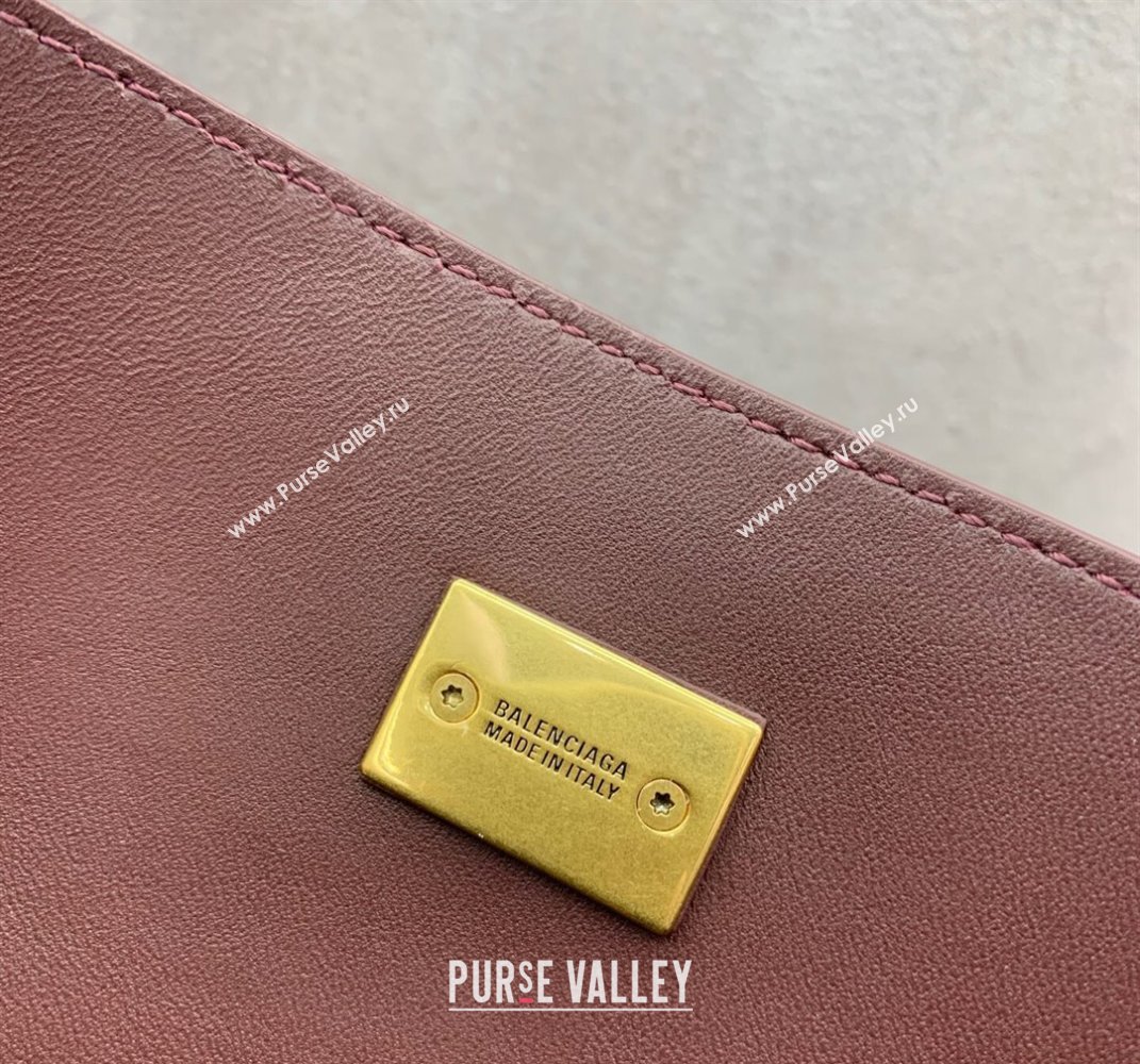 Balenciaga Bel Air Medium Carry All Bag in dark burgundy smooth calfskin, aged-gold hardware 2025 (JM-250408097)