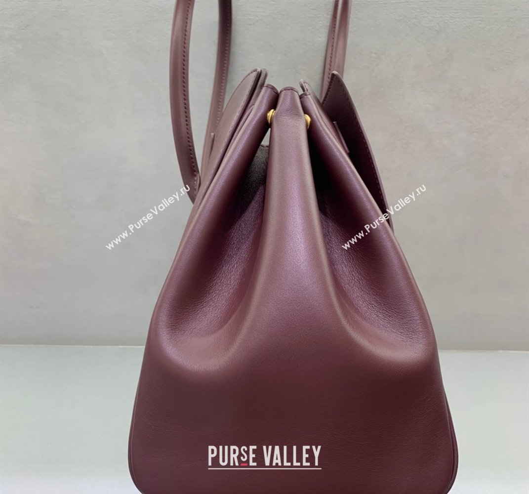 Balenciaga Bel Air Medium Carry All Bag in dark burgundy smooth calfskin, aged-gold hardware 2025 (JM-250408097)