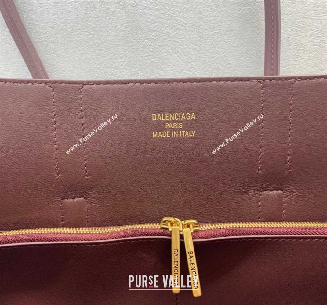 Balenciaga Bel Air Medium Carry All Bag in dark burgundy smooth calfskin, aged-gold hardware 2025 (JM-250408097)