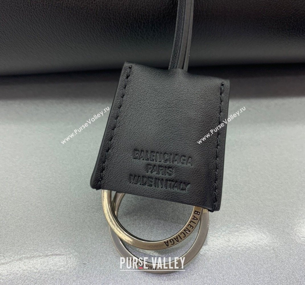 Balenciaga Bel Air Small Carry All Bag in black smooth calfskin, aged-silver hardware 2025 (JM-250408098)
