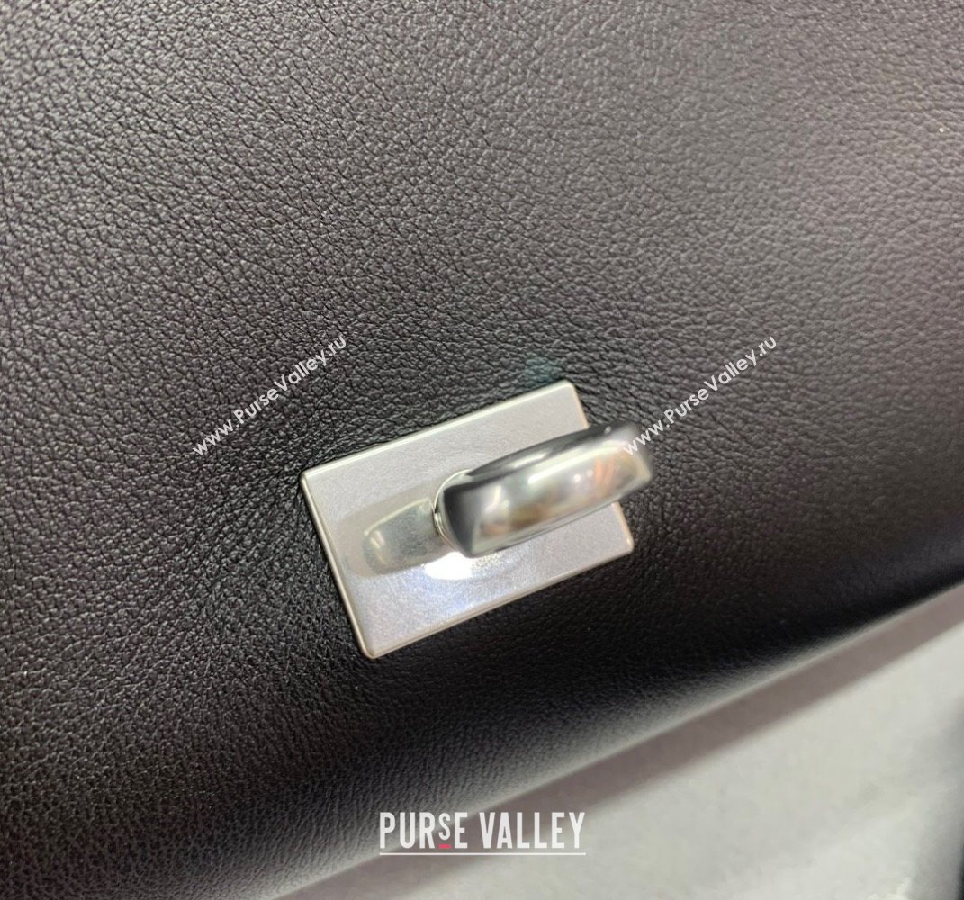 Balenciaga Bel Air Small Carry All Bag in black smooth calfskin, aged-silver hardware 2025 (JM-250408098)