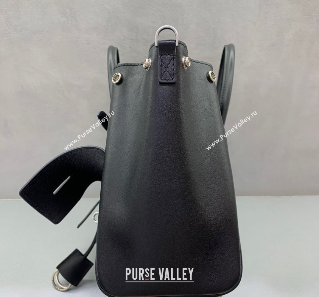 Balenciaga Bel Air Small Carry All Bag in black smooth calfskin, aged-silver hardware 2025 (JM-250408098)