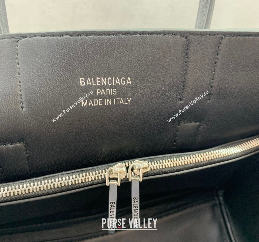 Balenciaga Bel Air Small Carry All Bag in black smooth calfskin, aged-silver hardware 2025 (JM-250408098)