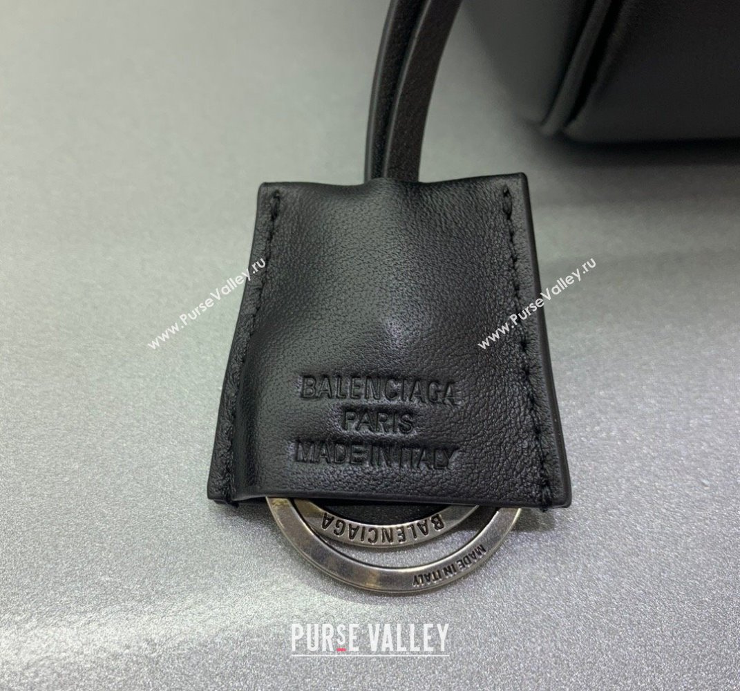 Balenciaga Bel Air Medium Carry All Bag in black smooth calfskin, aged-silver hardware 2025 (JM-250408099)