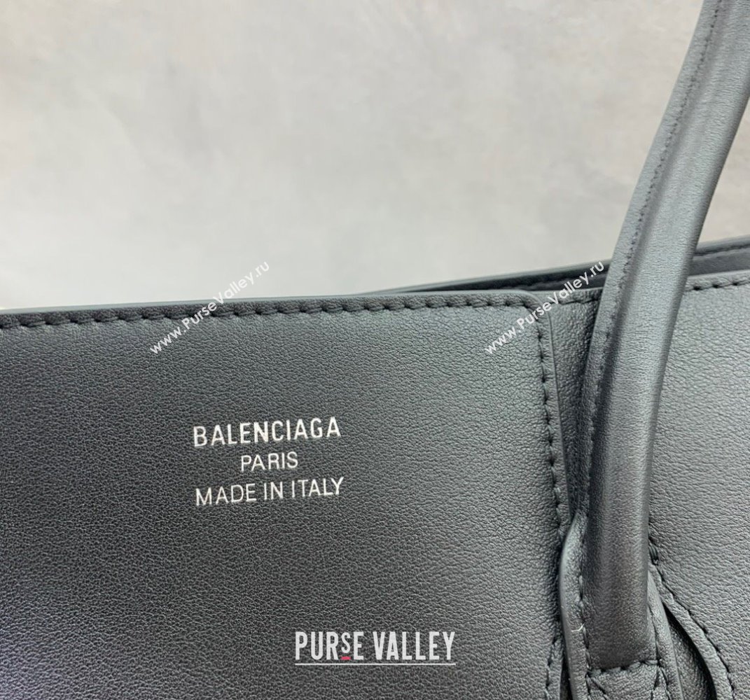 Balenciaga Bel Air Medium Carry All Bag in black smooth calfskin, aged-silver hardware 2025 (JM-250408099)