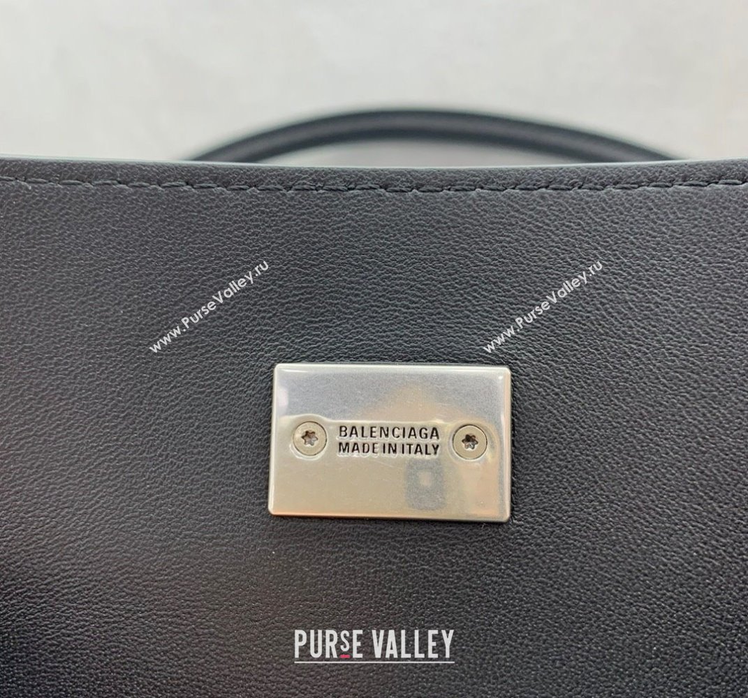 Balenciaga Bel Air Medium Carry All Bag in black smooth calfskin, aged-silver hardware 2025 (JM-250408099)