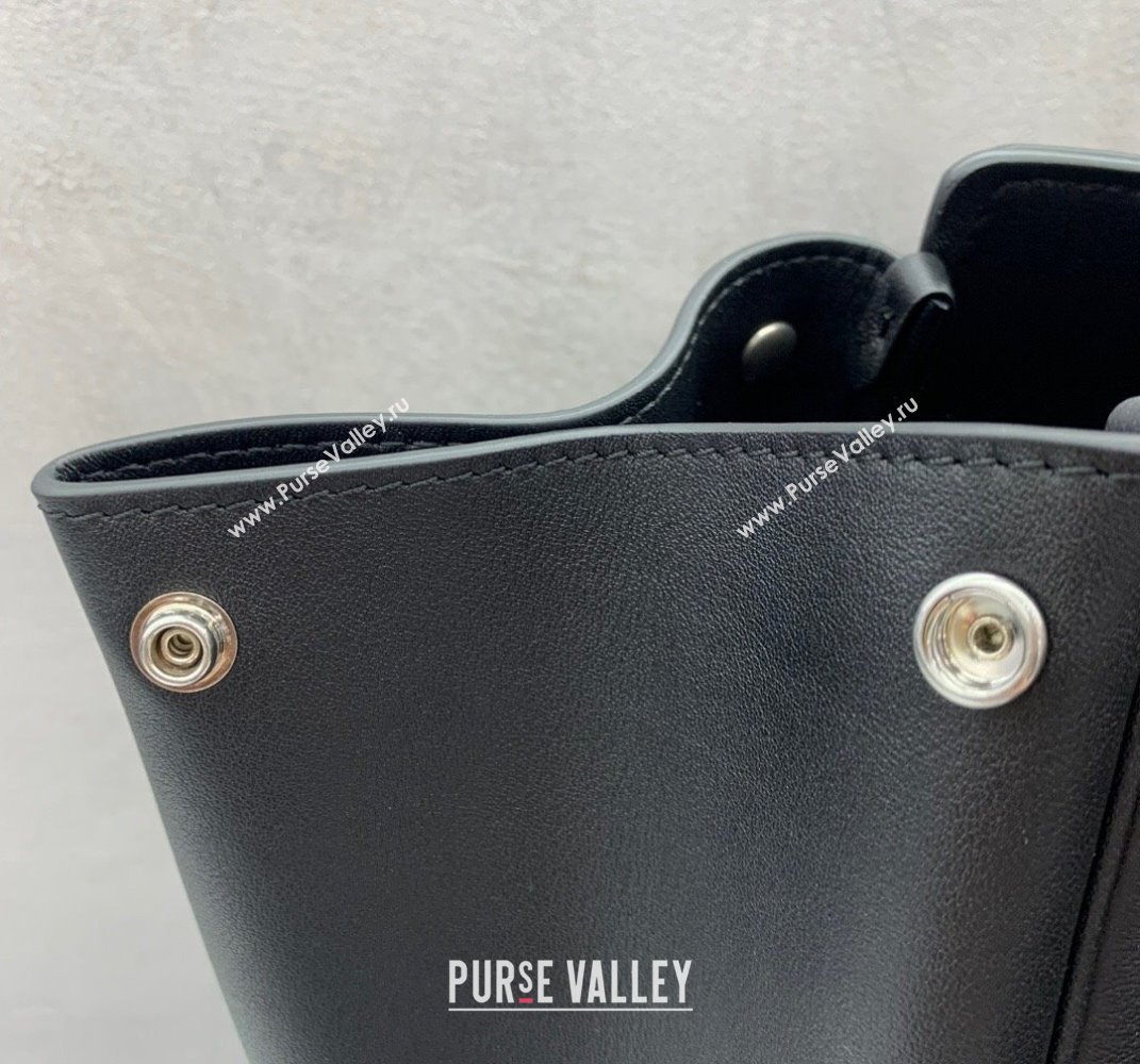 Balenciaga Bel Air Medium Carry All Bag in black smooth calfskin, aged-silver hardware 2025 (JM-250408099)