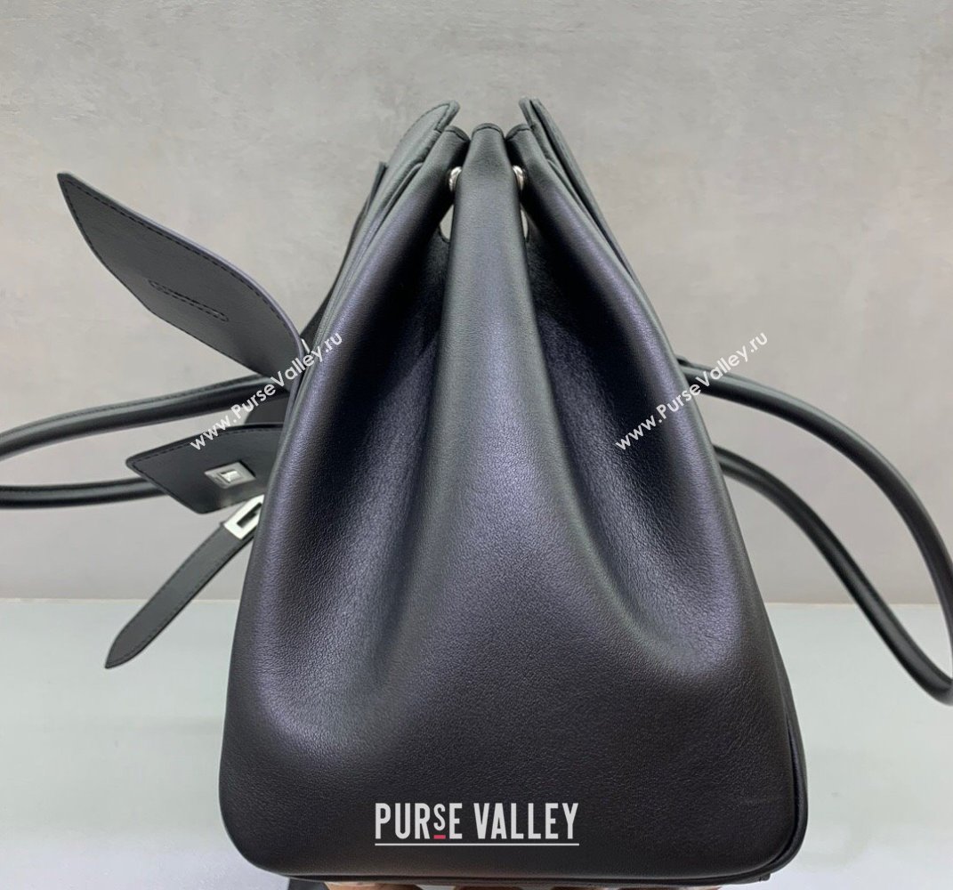 Balenciaga Bel Air Medium Carry All Bag in black smooth calfskin, aged-silver hardware 2025 (JM-250408099)