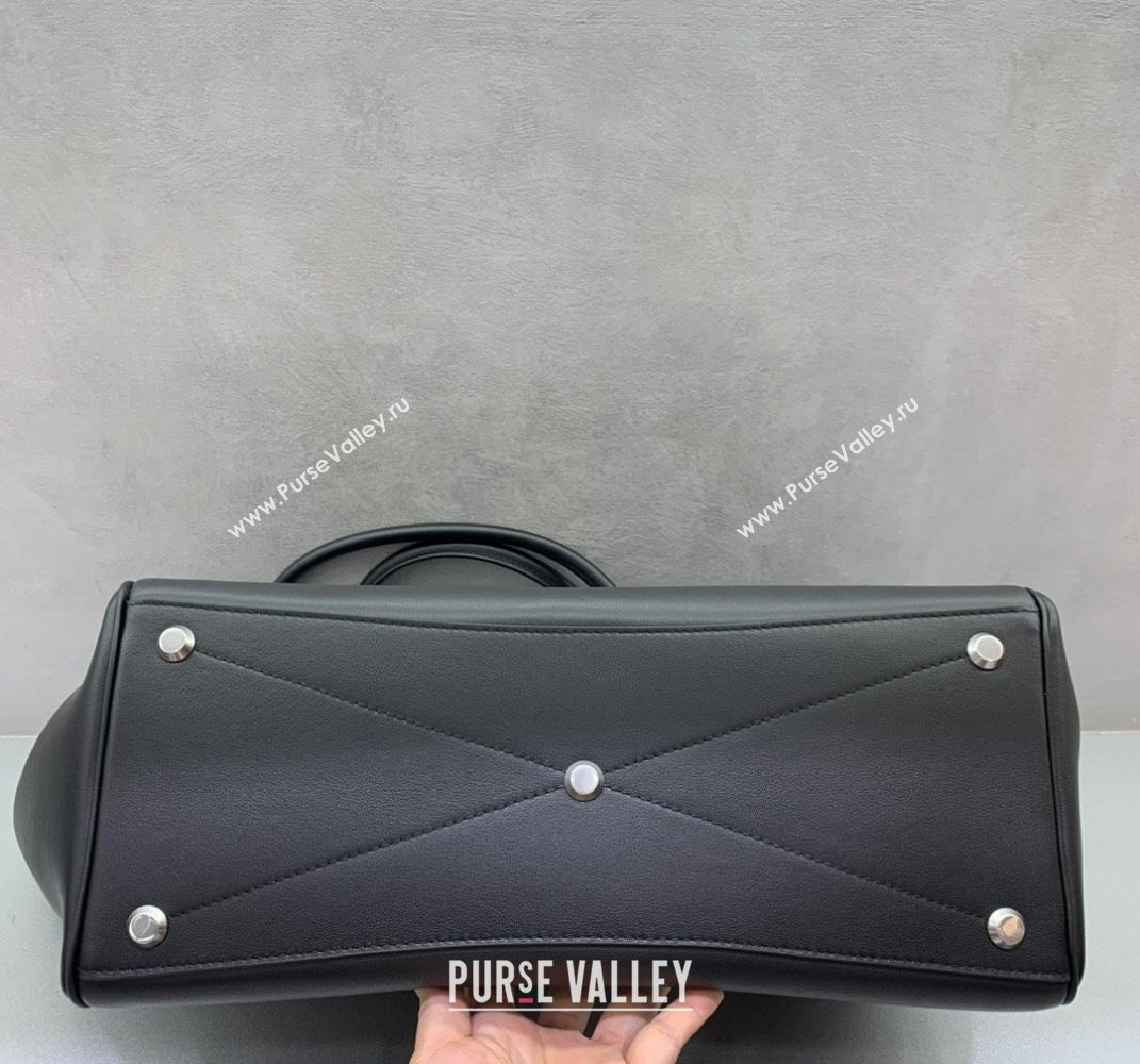 Balenciaga Bel Air Medium Carry All Bag in black smooth calfskin, aged-silver hardware 2025 (JM-250408099)