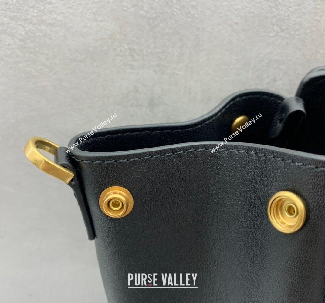 Balenciaga Bel Air Small Carry All Bag in black smooth calfskin, aged-gold hardware 2025 (JM-250408100)