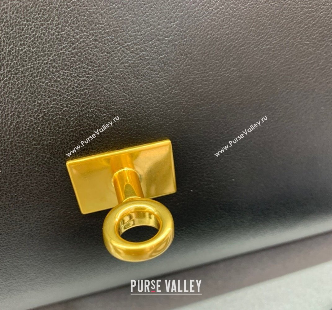 Balenciaga Bel Air Small Carry All Bag in black smooth calfskin, aged-gold hardware 2025 (JM-250408100)