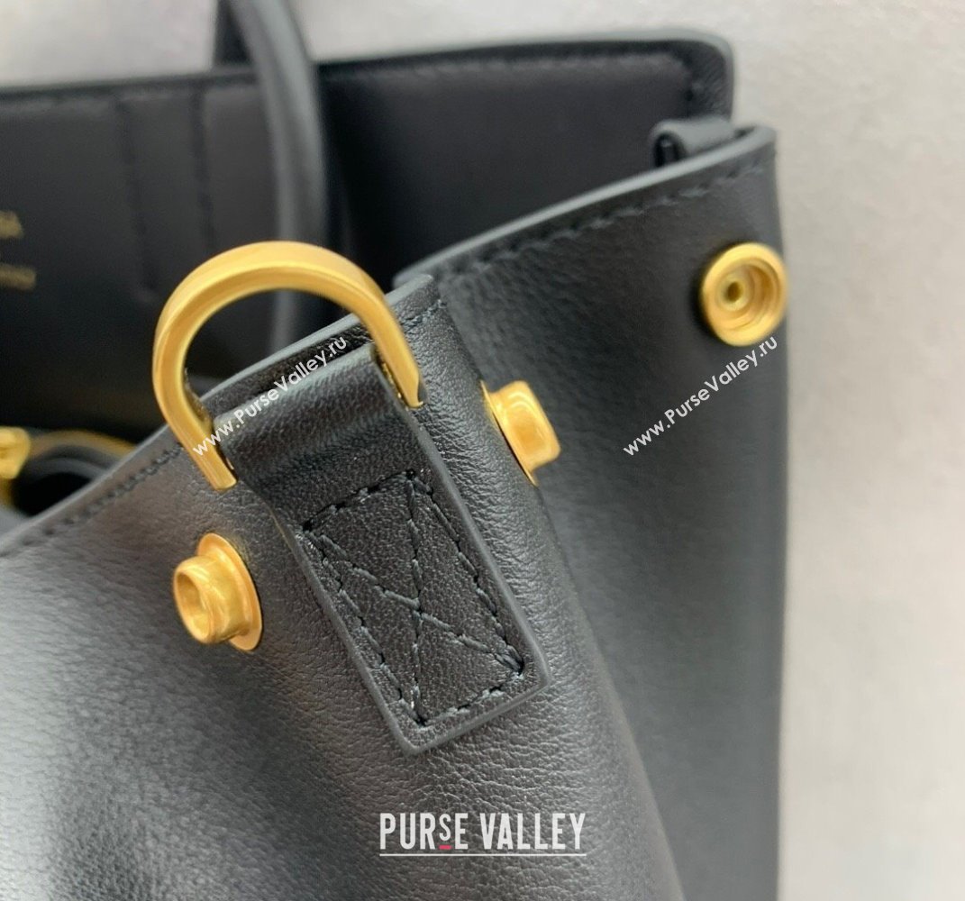 Balenciaga Bel Air Small Carry All Bag in black smooth calfskin, aged-gold hardware 2025 (JM-250408100)