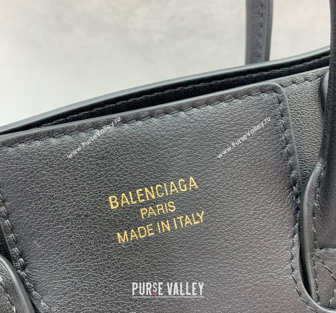Balenciaga Bel Air Small Carry All Bag in black smooth calfskin, aged-gold hardware 2025 (JM-250408100)