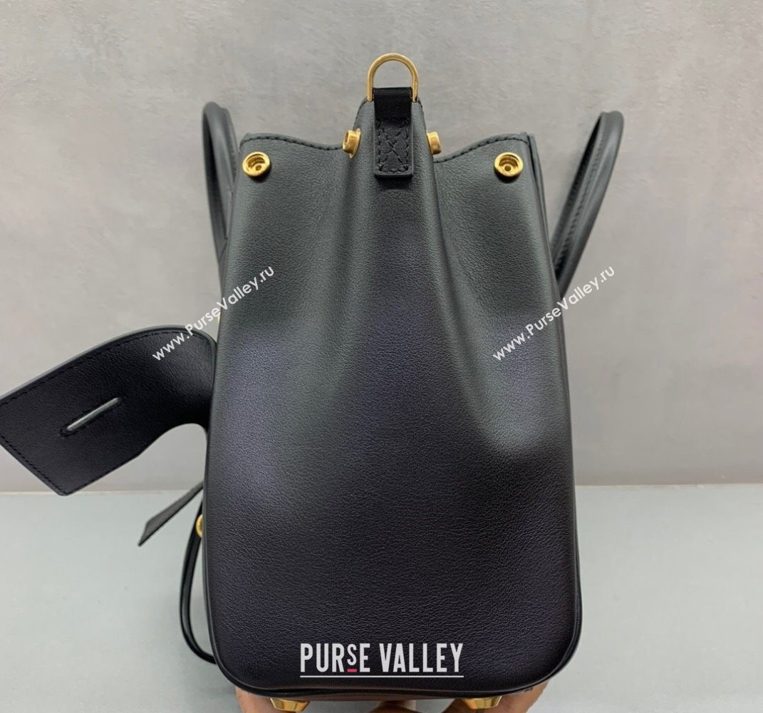 Balenciaga Bel Air Small Carry All Bag in black smooth calfskin, aged-gold hardware 2025 (JM-250408100)