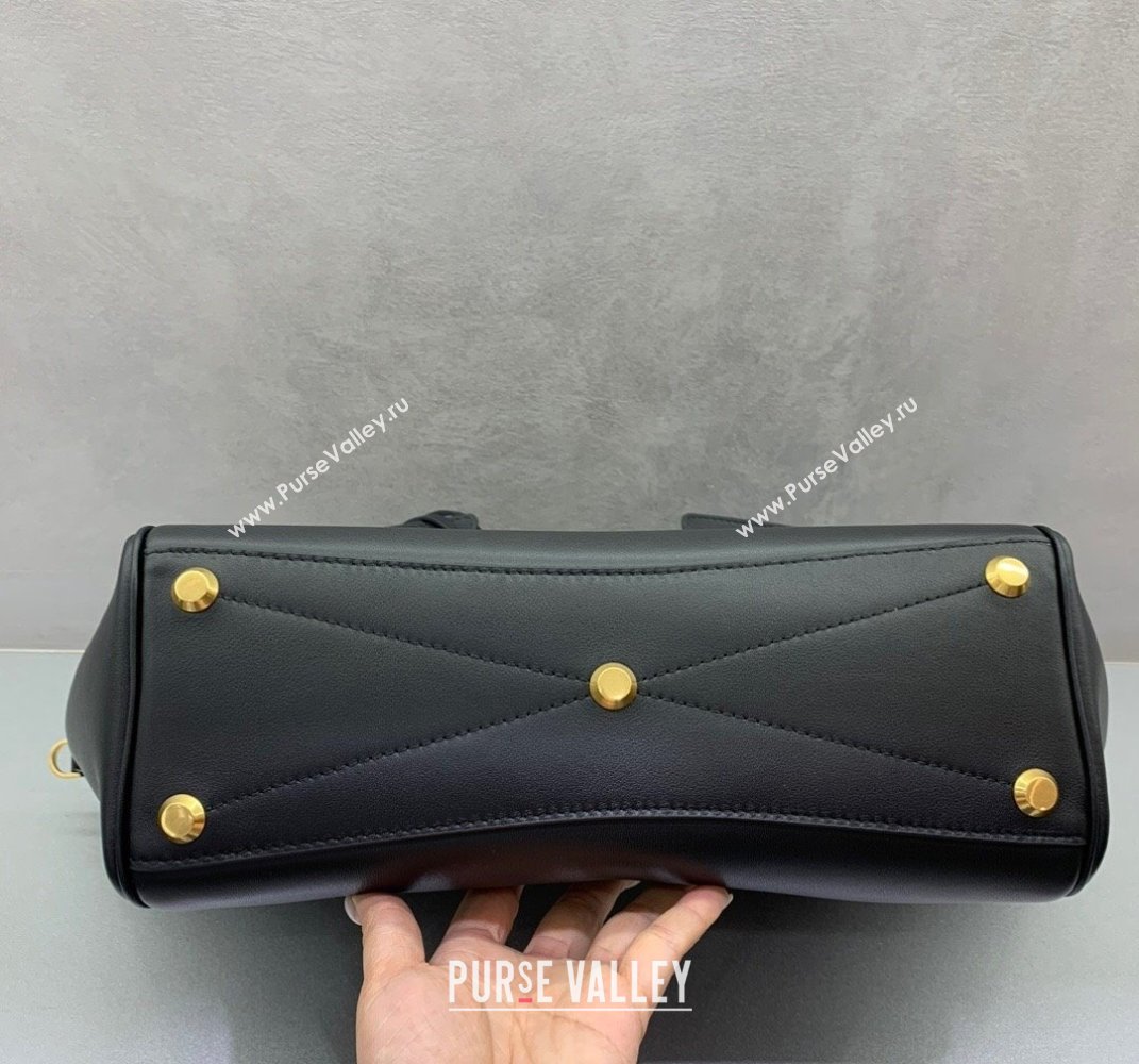 Balenciaga Bel Air Small Carry All Bag in black smooth calfskin, aged-gold hardware 2025 (JM-250408100)