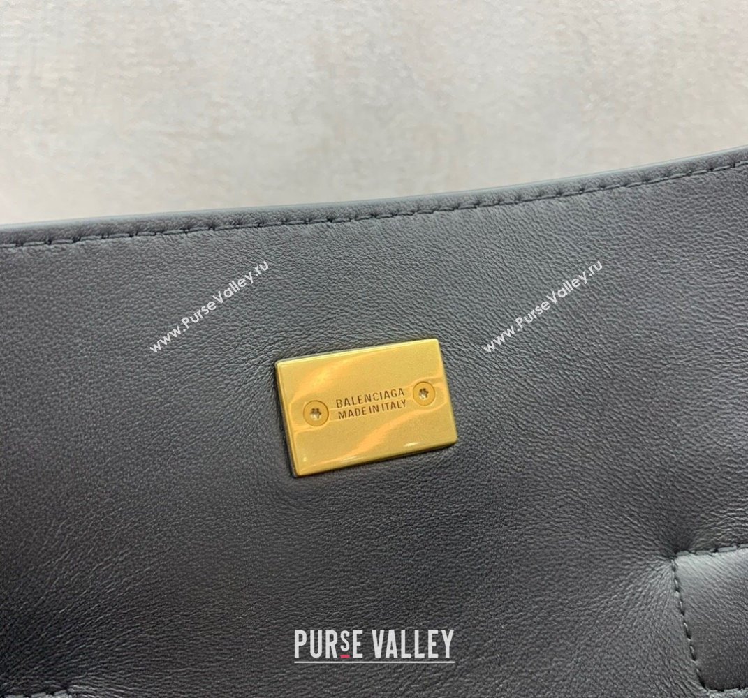 Balenciaga Bel Air Medium Carry All Bag in black smooth calfskin, aged-gold hardware 2025 (JM-250408101)