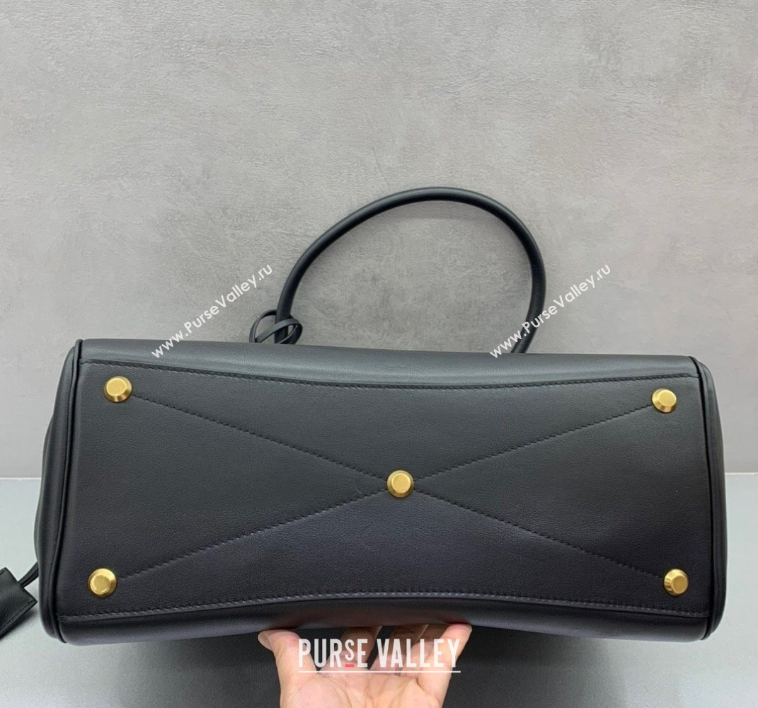 Balenciaga Bel Air Medium Carry All Bag in black smooth calfskin, aged-gold hardware 2025 (JM-250408101)
