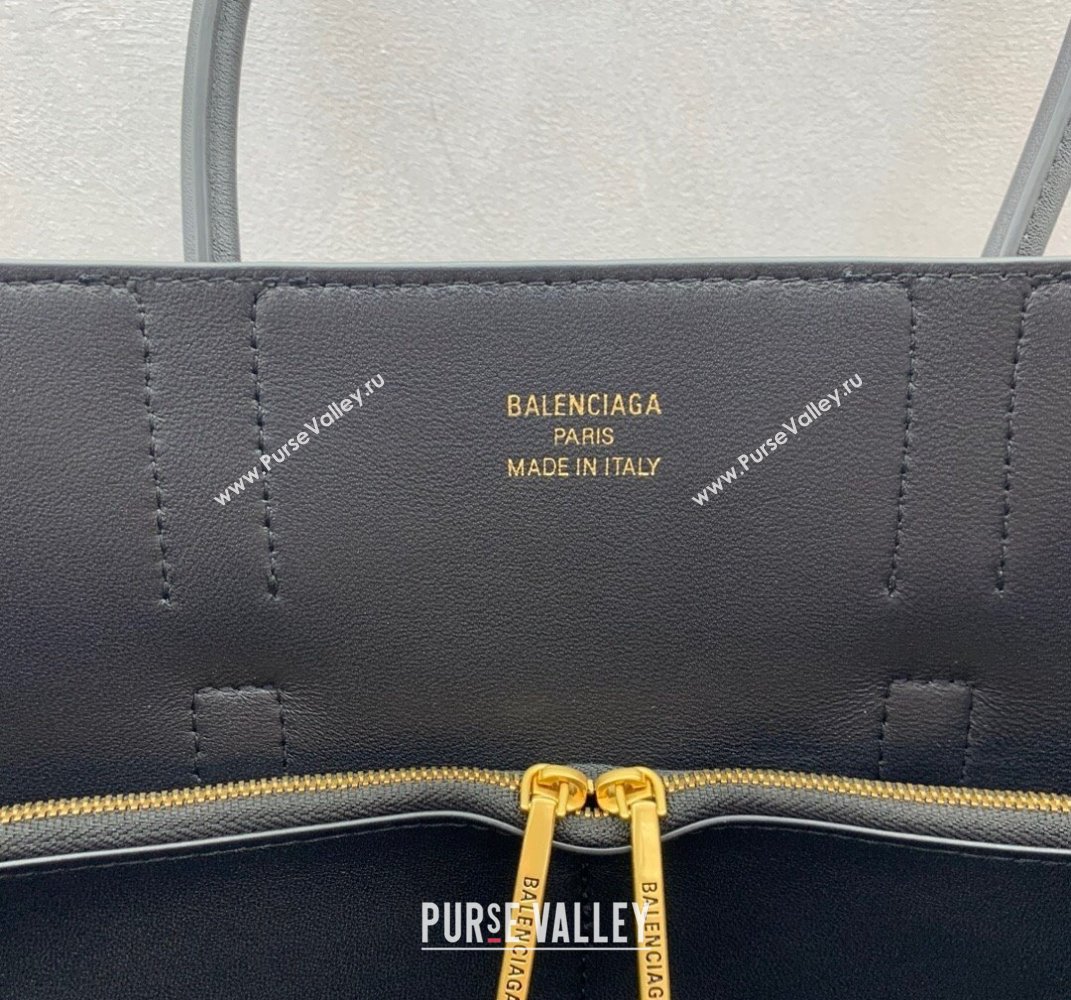 Balenciaga Bel Air Medium Carry All Bag in black smooth calfskin, aged-gold hardware 2025 (JM-250408101)