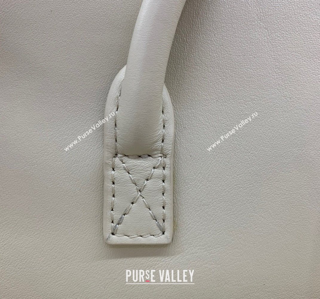 Balenciaga Bel Air Medium Carry All Bag in white smooth calfskin, aged-silver hardware 2025 (JM-250408102)