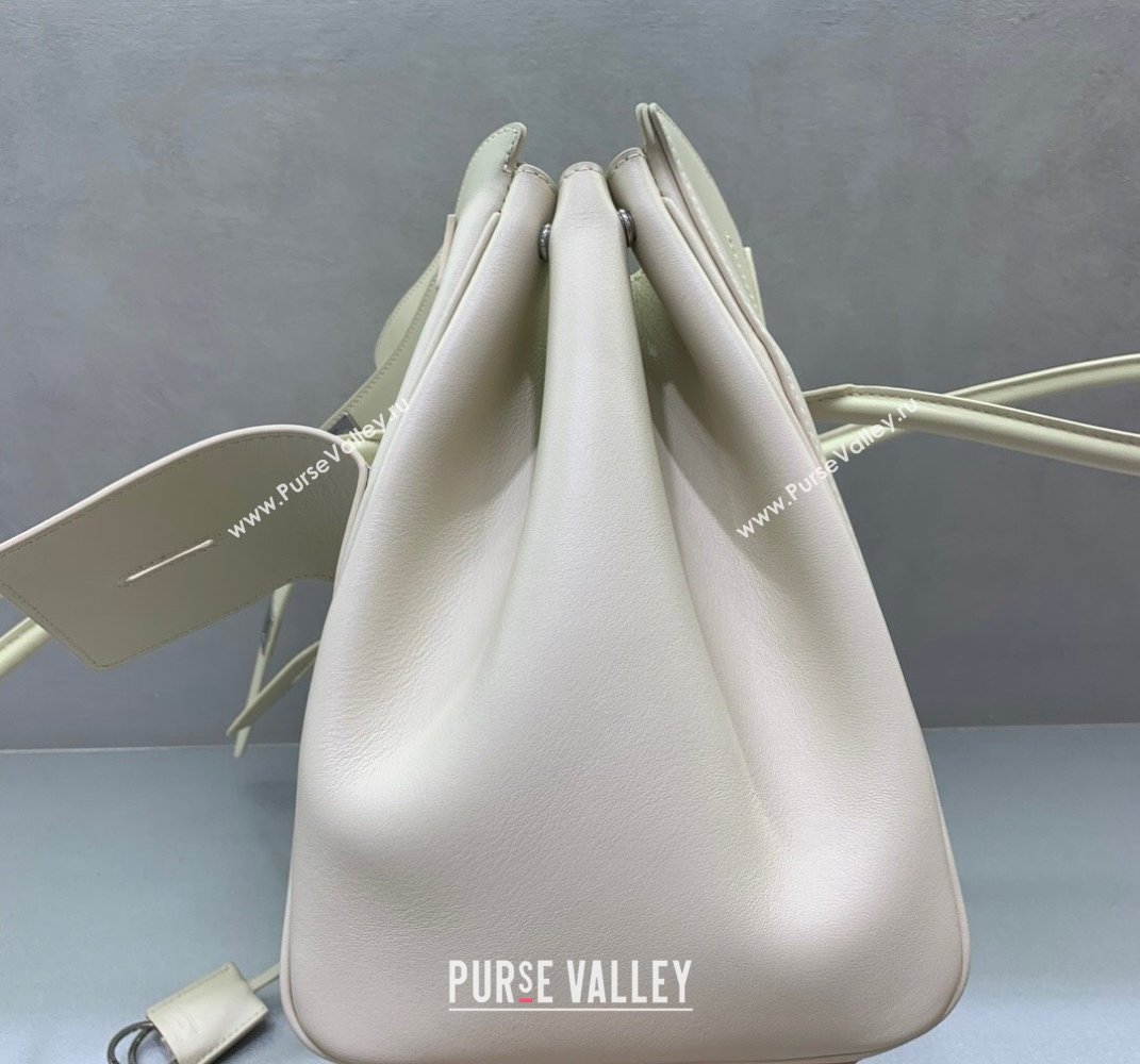 Balenciaga Bel Air Medium Carry All Bag in white smooth calfskin, aged-silver hardware 2025 (JM-250408102)