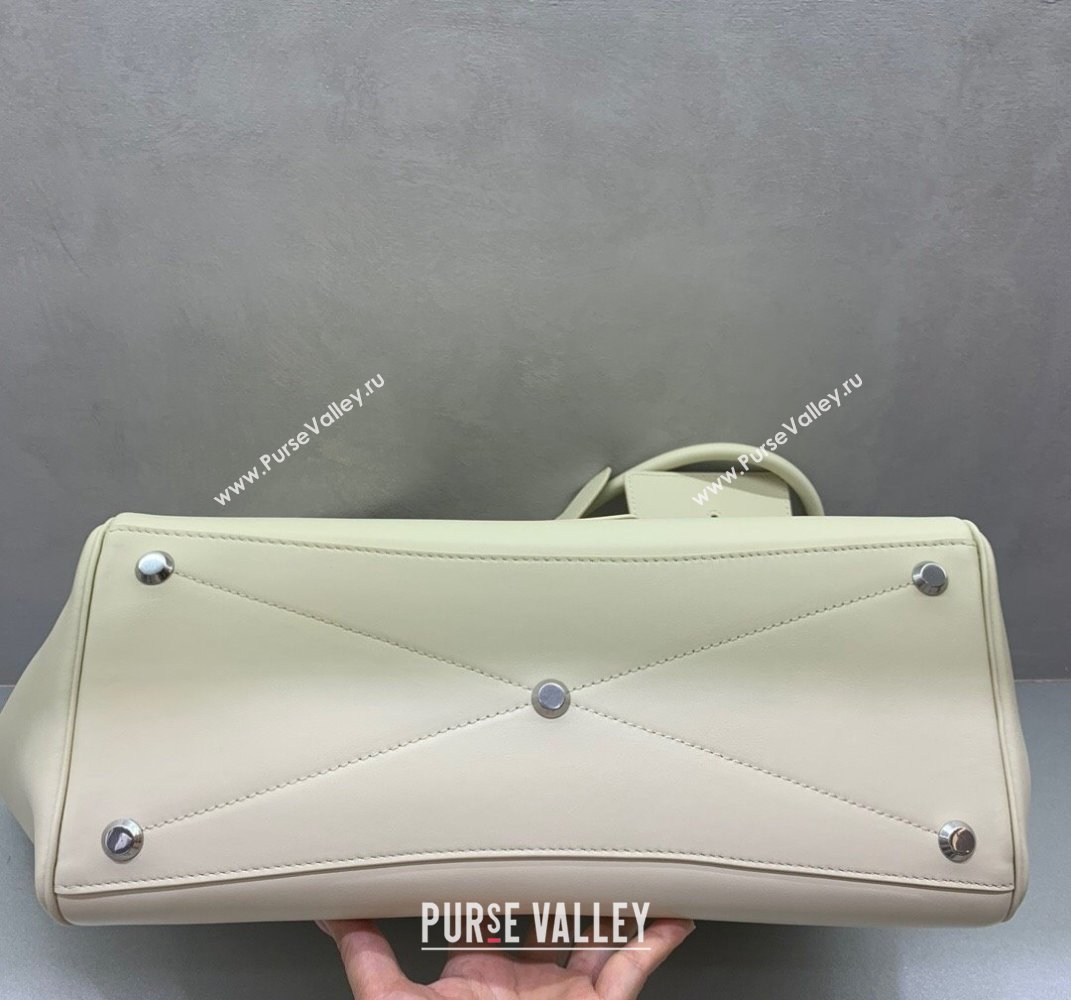 Balenciaga Bel Air Medium Carry All Bag in white smooth calfskin, aged-silver hardware 2025 (JM-250408102)