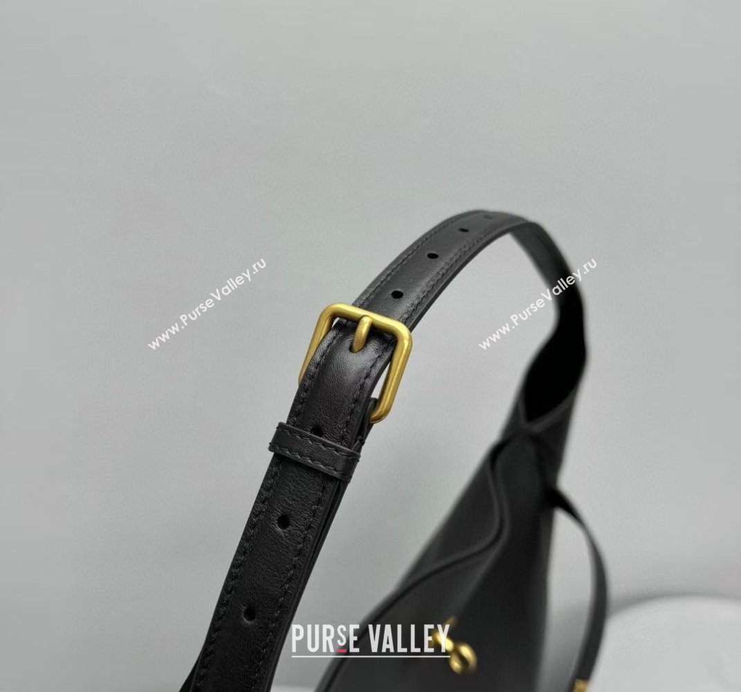 Balenciaga Bel Air Large Hobo Bag in black smooth calfskin, aged-gold hardware 2025 (JM-250408081)