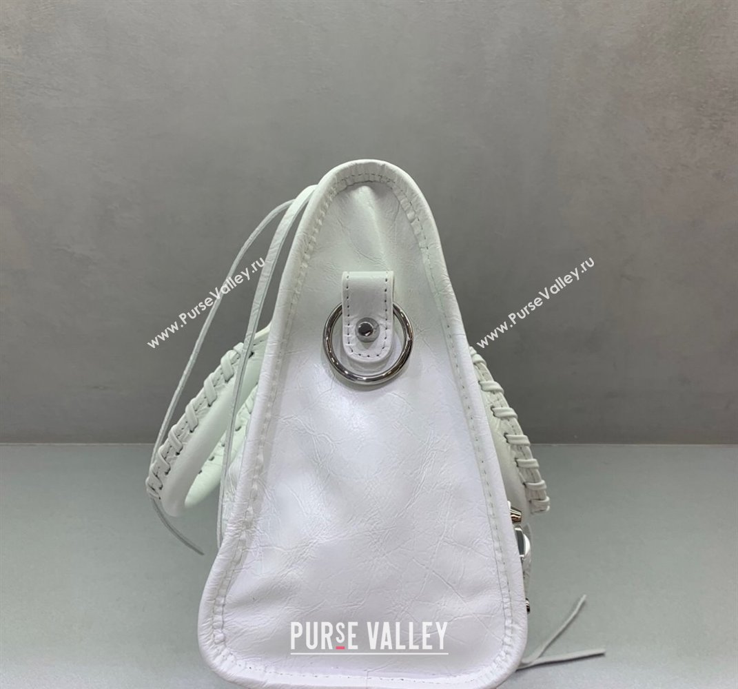 Balenciaga Le City Small Bag in optic white Arena Storico lambskin, shiny silver hardware 2025 (JM-250409002)